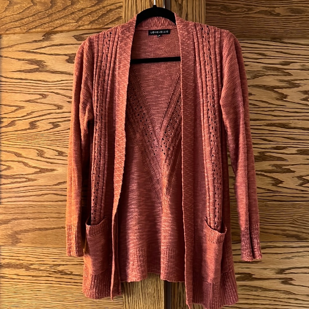 Love Ellie Coral Cardigan Sweater, Medium